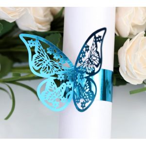 Eryi-Lot De 30 Ronds De Serviette En Papier - Motif Papillons - Pour Fête De Mariage, Dîner, Anniversaire, Fête, Noël - Bleu A - Neuf