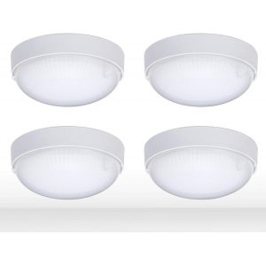 Kal-Oktaplex Lot De 4 Led Lampe De Cave Ip65 Lampe D'extérieur Blanche 4000k Blanc Neutre Rond Lampe De Plafond 9w 800lm - Neuf