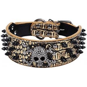 Eryi-Collier Pour Chien À Pointes Pointues Cloutées - 5,1 Cm De Large - Élégant - En Cuir - Pour Chiens De Taille Moyenne Et Grande - Pitbull, Labrador, Boxer, Rottweiler - Neuf