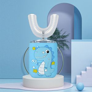 Kids Brosse À Dents Électrique, En Forme De U Ultrasoniques De Brosse À Dents Avec 3 Têtes De Brosse, Six Modes De Nettoyage, Étanche Ipx7 Conception Pour Les 2-7 Ans Enfants (Bleu) - Neuf