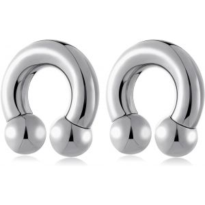 Kal-1 Paire De Boucles D'oreilles En Forme De Fer À Cheval - Pour Piercing D'oreille Étiré - 6 Mm Et 8 Mm - Neuf