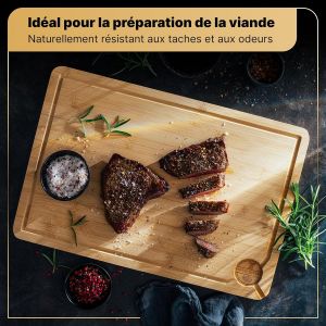 Planche &Agrave; D&eacute;couper Extra Large &iquest; Bloc De Boucher En Bambou De Qualit&eacute; Sup&eacute;rieure, 40 X 30 X 3.8 Cm, Planche &Agrave; D&eacute;couper En Bois Pour Cuisine, Planche &Agrave; D&eacute;couper Tr&egrave;s R&eacute;sistante - Neuf