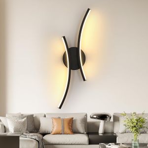 Applique Murale Interieur, 20w 2500lm Lampe Murale Led Moderne En Acryliquel, 3000k Blanc Chaud Luminaire Interieur Design Incurv&eacute;e Pour Chambre Salon Couloir Escalier - Neuf