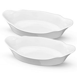 Gratin De Cuisson Des Plats Set De 2, 18 Oz En Céramique Casserole Ustensiles De Cuisson, Four & Micro-Ondes, Couleur Ivoire Pour Des Portions Individuelles - Neuf