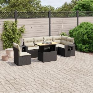 Prolenta Premium - Salon De Jardin 7 Pcs Avec Coussins Noir R&eacute;sine Tress&eacute;e - Neuf