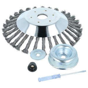 vhbw Brosse &agrave; d&eacute;sherber en m&eacute;tal dur compatible avec Makita DBC 300, 290, 250 outil de jardin, d&eacute;broussailleuse - &Oslash; 20 cm - kit d'accessoires - Neuf