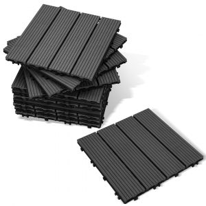 Dalles de Terrasse WPC 30x30 cm, 33 Pi&egrave;ces, Terrasse Ext&eacute;rieure, Anthracite - Neuf