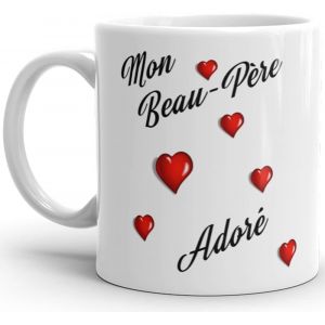 Eryi-Mug Beau-Père Adoré Je T'aime Tasse Amour Beau Papa Haute Qualité Avec Coeurs Idée Cadeau Originale Famille Papa Anniversaire Noel Fete Réalisé En France - Neuf