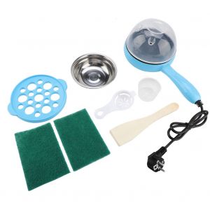 HJLIAN Mini poele electrique multifonction, cuiseur vapeur pour oufs, friteuse, outil de cuisine domestique, prise UE 220 V, bleu - Neuf