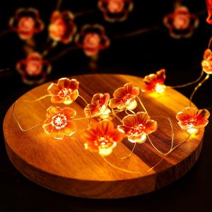 KAL-Guirlande Lumineuse Led En Forme De Fleurs De Cerisier - 2 M - 20 Led - Décoration De Printemps - Pour Festival, Fête, Saint-Valentin, Mariage - Neuf