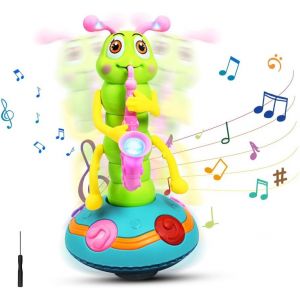 DDA-Electric Caterpillar Dance Toy, Chenille électrique, jouet de danse, saxophone dansant, jouet d'éveil avec musique et lumières - Neuf