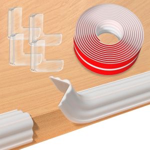 Protection Des Bords De Table Pour B&eacute;b&eacute;,Autocollante,1/2 M De Long,2/4/6 Cm De Large,Avec 4 Protections D'angles,En Caoutchouc,Pour Table En Verre,Blanc,2 M X 2 Cm - Neuf