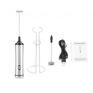 HJLIAN Mousseur a lait electrique portatif rechargeable par USB en acier inoxydable, outil de decoration pour cafe - Neuf