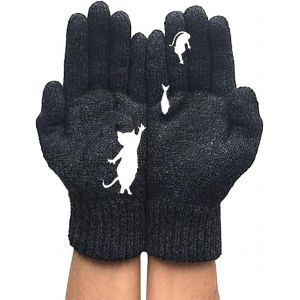 Couleur Nior Gants D'hiver Pour Les Femmes - Chaud Gants De Tricot Pour Les Femmes À La Mode Chat Doux Imprimer Élastique Chauffe-Mains Mitaines - Neuf