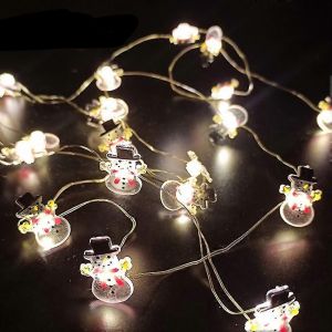 Décorations de Noël Bonhomme de neige Père Noël Tête de cerf Guirlande lumineuse Led fil de cuivre Guirlande lumineuse pour arbre de Noël Salon et chambre à coucher Décor - Neuf