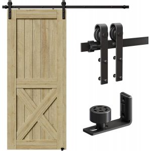 6.6Ft/201Cm Systeme Porte Coulissante,Quincailleri Kit De Rail Pour Porte Coulissante,Ensemble Industriel Pour Porte Coulissante Interieur,Am&eacute;liorer - Neuf