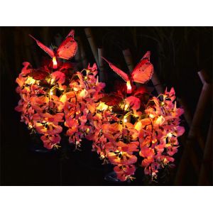 Guirlande Lumineuse Solaire Papillon Rose En Forme De Fleur - Lot De 4 - Neuf