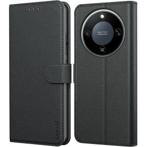 MEVRONISSHOP-Coque pour Honor Magic 8 Lite, Etui Protection Housse Premium en Cuir PU Portefeuille, Ranges Cartes Pochette Fermeture Magn&eacute;tique, Noir - Neuf