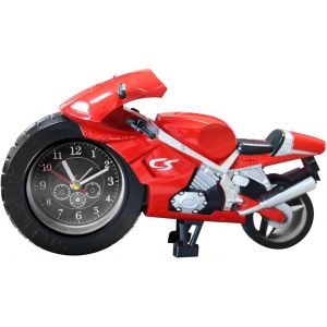 KAL-Réveil Analogique Sans Tic-Tac Pour Enfant - Moto Silencieux Avec Fonction Snooze - Rouge - Neuf