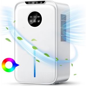 CHECARZHN--NO1-Déshumidificateur D Air Avec Tuyau Drain 2500Ml,Deshumidificateurs Electrique Silencieux 24H Sommeil Timer,Arrêt Automatique Led 7 Colorées Pour Bain,Chambre,Armoire - Neuf