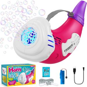 MDY-Machine à Bulles2in1 Trompette Jouet a Bulles Rechargeable Automatique/Soufflage de Bulles Mode Pistolet a Bulle pour Enfants 3 4 5 6 Anniversaire/fête/Jeux Exterieur/Noël (Rouge) - Neuf
