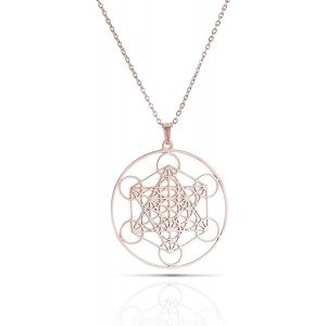 Kal-Collier Cube De Metatron Pour Homme Et Femme - Archanges Sacrés - Roi Salomon - Collier En Acier Inoxydable - Pendentif Géométrique Creux - Amulette - Neuf