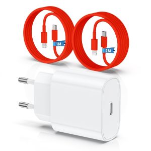 Ongi-Chargeur Iphone,Chargeur Rapide 20w Pd Usb C Mur Avec 1m Et 2m Type C Pour Flash Via Câble Lightning Compatible Avec Iphone 14 13 12 11 Pro Max Xr Xsxipad - Neuf