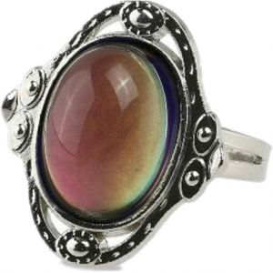 Kahfl-Bague R&eacute;glable Avec Pierre Ovale &Agrave; Changement De Couleur,Bague Ovale D'humeur Changeante Bague Ajustable Gypsy Boho - Neuf