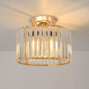 Lustre Cristal Dor&eacute;, E27 Lustre Salon Moderne, Plafonnier Led &Oslash;265Mm, Plafonnier Cuisine, Couloir, Chambre, Salle &Agrave; Manger - Neuf