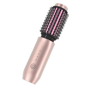 Brosse Lissante Sans Fil, Mini Peigne Lisseur De Voyage, Fer &Agrave; Boucler Portable 3 En 1, Brosse Chauffante A, Or Rose - Neuf