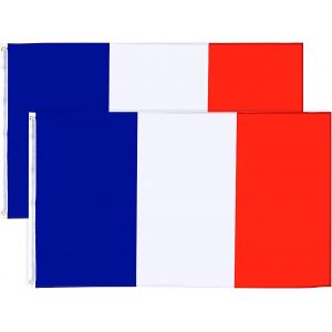 Mevronisshop-2pcs Drapeau France-150x90 Cm Drapeau De La France Avec 2 Oeillets M&eacute;talliques Banni&egrave;re Fran&ccedil;ais Tricolore Pour F&ecirc;te Nationale - Neuf