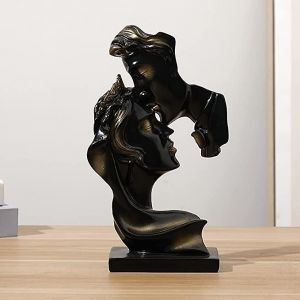Statue De Couple Créatif En Forme De Baiser ¿ Statue En Résine Noire, Sculpture D'amoureux Qui S'embrassent, Décoration De Table Moderne Pour La Maison, Le Bureau, Le Salon - Neuf