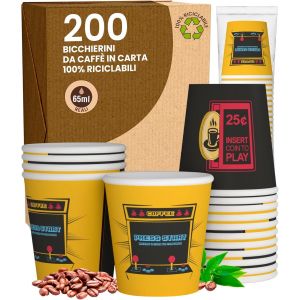 Kal-Arcadecup Lot De 200 Verres En Papier À Café 65 Ml Verres Écologiques Biodégradables Jetables Pour Petites Boissons Chaudes - Neuf