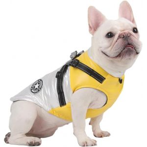 Chien Chat Manteaux Vestes Chiens Sous-Ventre Harnais Attach&eacute; Chaud Gilet Hiver R&eacute;fl&eacute;chissant Coton Tenue V&ecirc;tements S&eacute;curit&eacute; Imperm&eacute;able Animaux Pour Petits Moyens Grands Chiens (S, Blanc) - Neuf