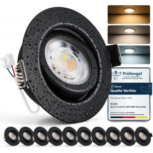 Subzonal-Spot Led Encastrable Noir Dimmable 220v, 7w Spot Salle De Bain Ip44, Trou 68mm - 80mm, Blanc Chaud/Neutre/Froid, Spots De Plafond Extra Plat Pour Cuisine Chambre Salon, Lot De 10 - Neuf