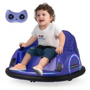 Costway 12v Quad Tamponneuse Electrique Pour Enfants, Connexion Sans Fi, Led, Musique, Rotation À 360°, 18+ Mois, Bleu Foncé - Neuf