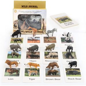 Sansh-Figurine Animaux, 12 Pièces Jungle Zoo Animals Figurines, Safari Animal Figures Jouets Avec Cartes Assorties, Mini Figurines D'animaux, Jouets Éducatifs Pour Enfants, Cadeau Garçons Et Filles - Neuf