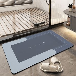 Tapis De Bain Absorbant Bleu, Antidérapant Et Anti-Moisissure, 60 X 40 Cm, En Terre De Diatomées, Tapis De Sol Épais À Séchage Rapide, 4 Couches Pour Chambre, Cuisine, Toilettes Et Porte - Neuf