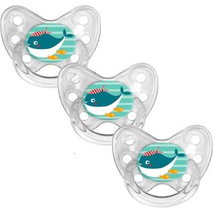 Set De 3 T&eacute;tines Orthodontiques En Silicone-Taille 3,D&egrave;s 14 Mois-La Sucette Pour B&eacute;b&eacute; &Eacute;vite Le D&eacute;salignement Des Dents-Fabriqu&eacute; En Allemagne-Sans Bpa-Baleine,Transparente - Neuf