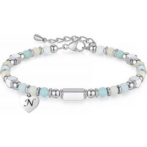 Bracelet Pour Femme En Acier Inoxydable Avec Inscription En Allemand « Mère Fille » - Personnalisable - Argent - Bracelet Réglable - Cadeau Pour Maman Papa Grand-Père - Neuf