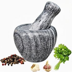 Cmws-Mortier Et Pilon De Marbre, Moulin En Pierre Pour Épices, Herbes, Ail, Café Et Fruits Secs Intérieur Texturé Pour Broyage Efficace, Facile À Nettoyer (Graphite, 9 X 12) - Neuf
