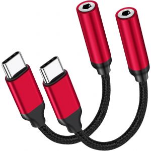 LORANKA-Lot de 2 adaptateurs USB C vers prise casque 3,5 mm certifi&eacute; Apple MFi pour iPhone 15/15 Pro/Pro Max/Plus, c&acirc;ble auxiliaire de type C pour Samsung Galaxy S23/S23/S22/S21Ultra, MacBook, Note ( - Neuf