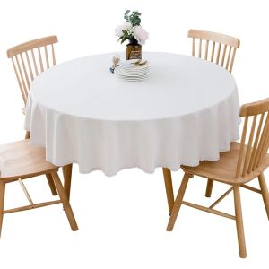 Ulteronixshop-Nappe Ronde En Coton Et Lin Prot&eacute;ger Et D&eacute;corer La Table Blanc Diam&egrave;tre 200 Cm - Neuf
