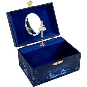 Eryi-- Ballerine - Boîte À Bijoux Musicale - Cadeau Pour Les Jeunes Filles - Phosphorescent - Brille Dans Le Noir - Musique Lac Des Cygnes - Couleur Bleu Foncé - Neuf