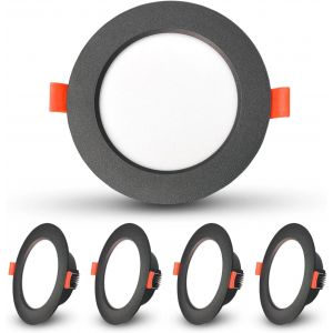 5W IP44 Downlight Blanc Froid 6000K Pour Plafond Spot encastré à LED Noir,Découpe Ø70-80mm,Adaptée au Salon,à la Chambre,à la Cuisine et à la Salle de Bain - Neuf