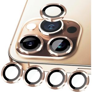 Kal-Protection De L'appareil Photo Compatible Avec Iphone 11 Pro Max/ 11 Pro/11/11 Mini, Verre Blindé Pour Appareil Photo, Anneau En Métal (Doré) - Neuf