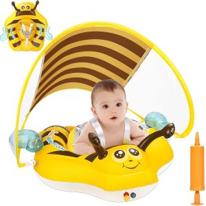 Bouee Bebe, Bouee Bebe Avec Pare Soleil, Bouee Bebe Piscine, Bouee Bebe Parasol, Flotteur De Natation Gonflable Pour B&eacute;b&eacute; Avec Support Inf&eacute;rieur Pour B&eacute;b&eacute; De 3 &Agrave; 24mois - Neuf