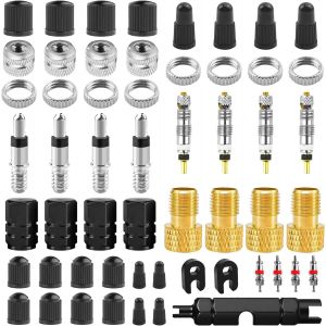 Kal-39 Pièces Presta Valve Cores Obus Valve Presta Set Avec Demonte Obus Valve,Démonte Obus,Adaptateur Valve Velo,Bouchon Valve Velo,Vis De Soupape Accessoires De Vélo Pour Vélos Et Vtt - Neuf