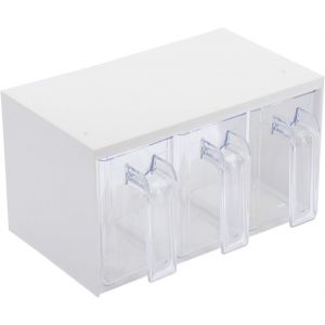 CHECARZHN--NO1-Unité De Distribution, 3 Distributeurs, Capacité Env. 1 L, Plastique, Roma, Transparent/Blanc, 73052260 - Neuf