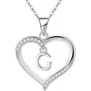 Kalanka-Pour Femme En Argent Lettre Initiale A-Z Coeur Collier Personnalisé Prénom Initial Collier Bijoux Femme Argent Cadeau Pour Anniversaire Fête Des Mères Saint Valentin - Neuf